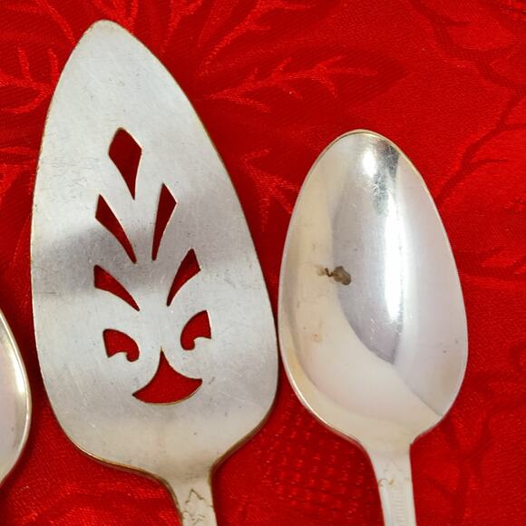 5X Serving Set COTILLION Rogers Vintage Silverplate Flatware IS Pie Spoons Sugar - Picture 5 of 8